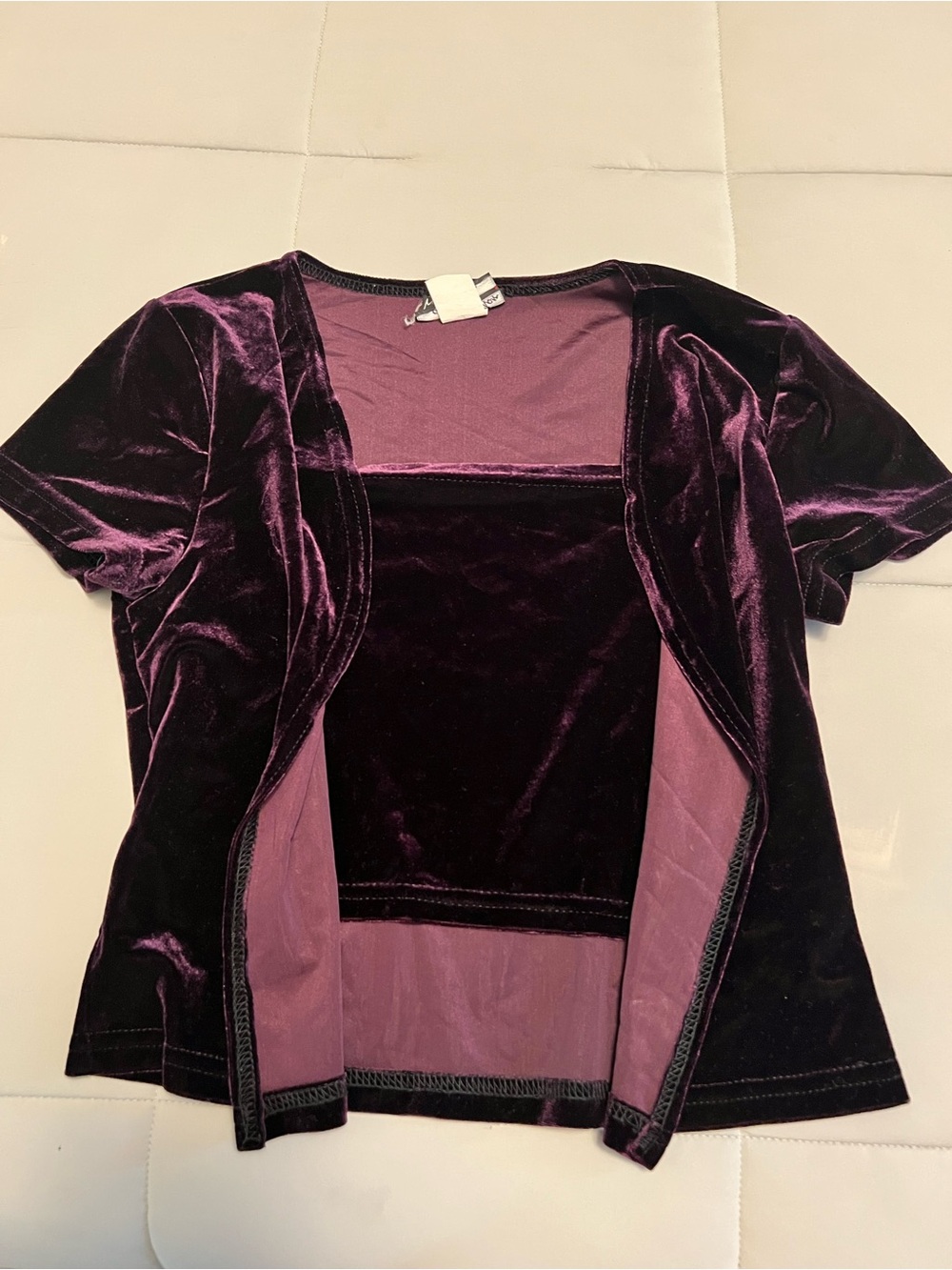 Vintage Y2K Michael Ashton Plum Purple Velvet Mock Twin Set Top Size S